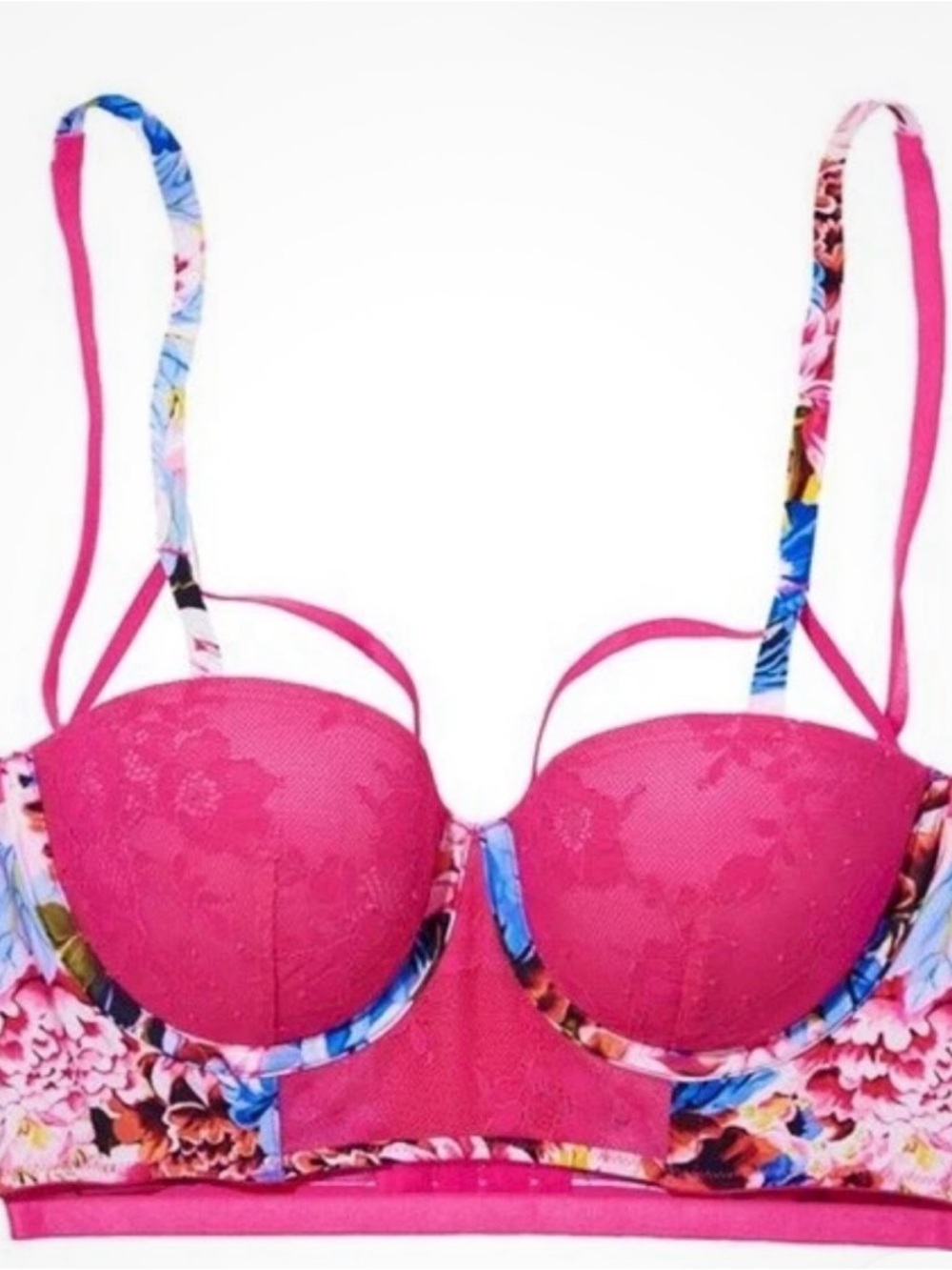 Victoria's Secret MARY KATRANTZOU Balconette Long Line Bralette Bra Pink 32D NWT